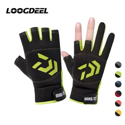 LOOGDEEL Outdoor Sports Fingerless Fishing Gloves Breathable Palm Anti-slip Durable Skin-friendly Fabric Running Cycling Gloves