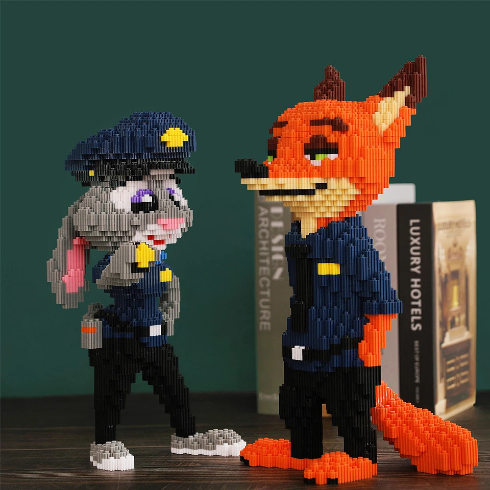 Zootopia Connection Magic Blocks Cartoon Officer Judy Rabbit Nick Fox Figures Disney Model Mini Building Bricks Toy For Children