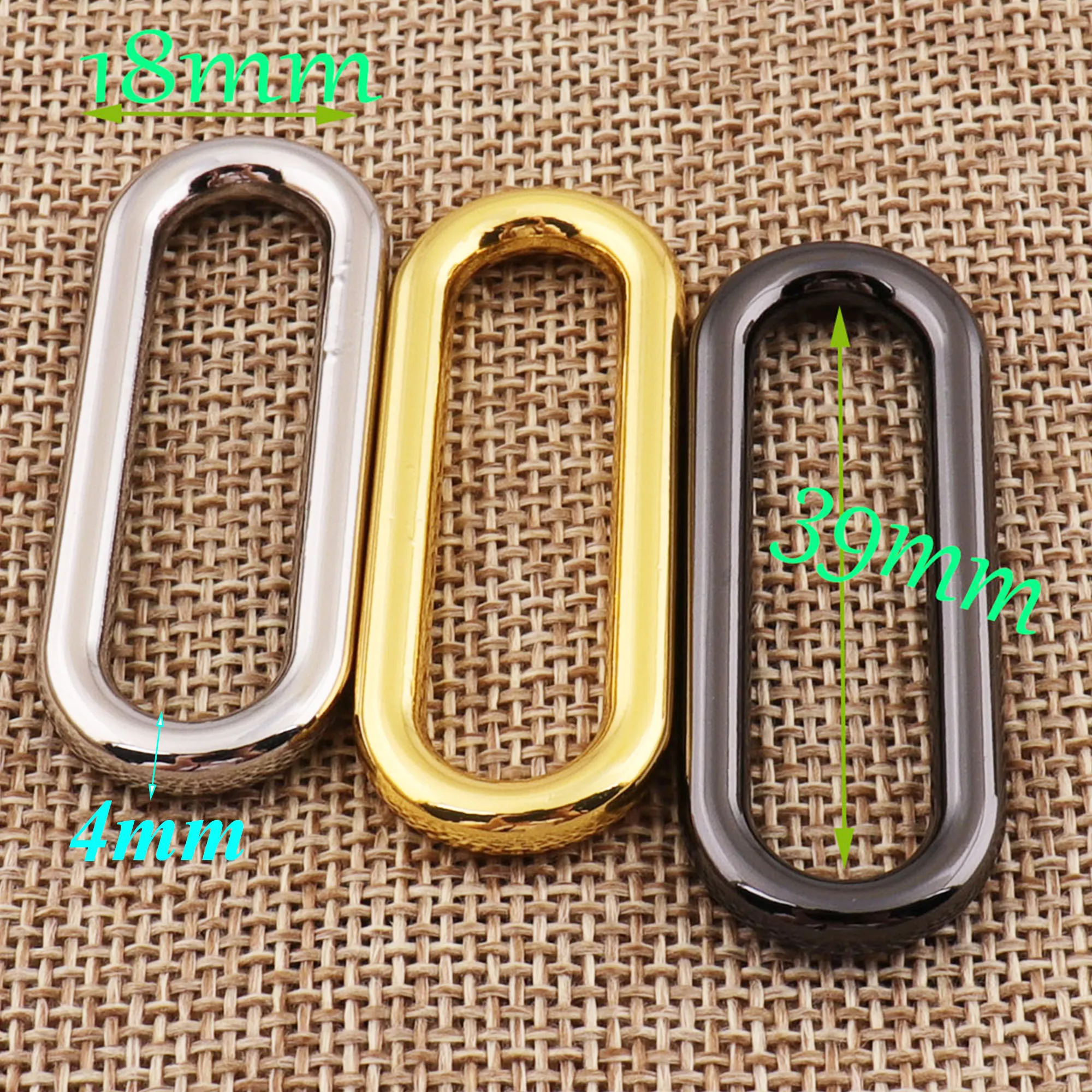 10 PCS oval Rectangle Rings Silver/Gold/Gunmetal Wire Loops Webbing Purse Buckle Bag Making Handbag leather carft 1.5\