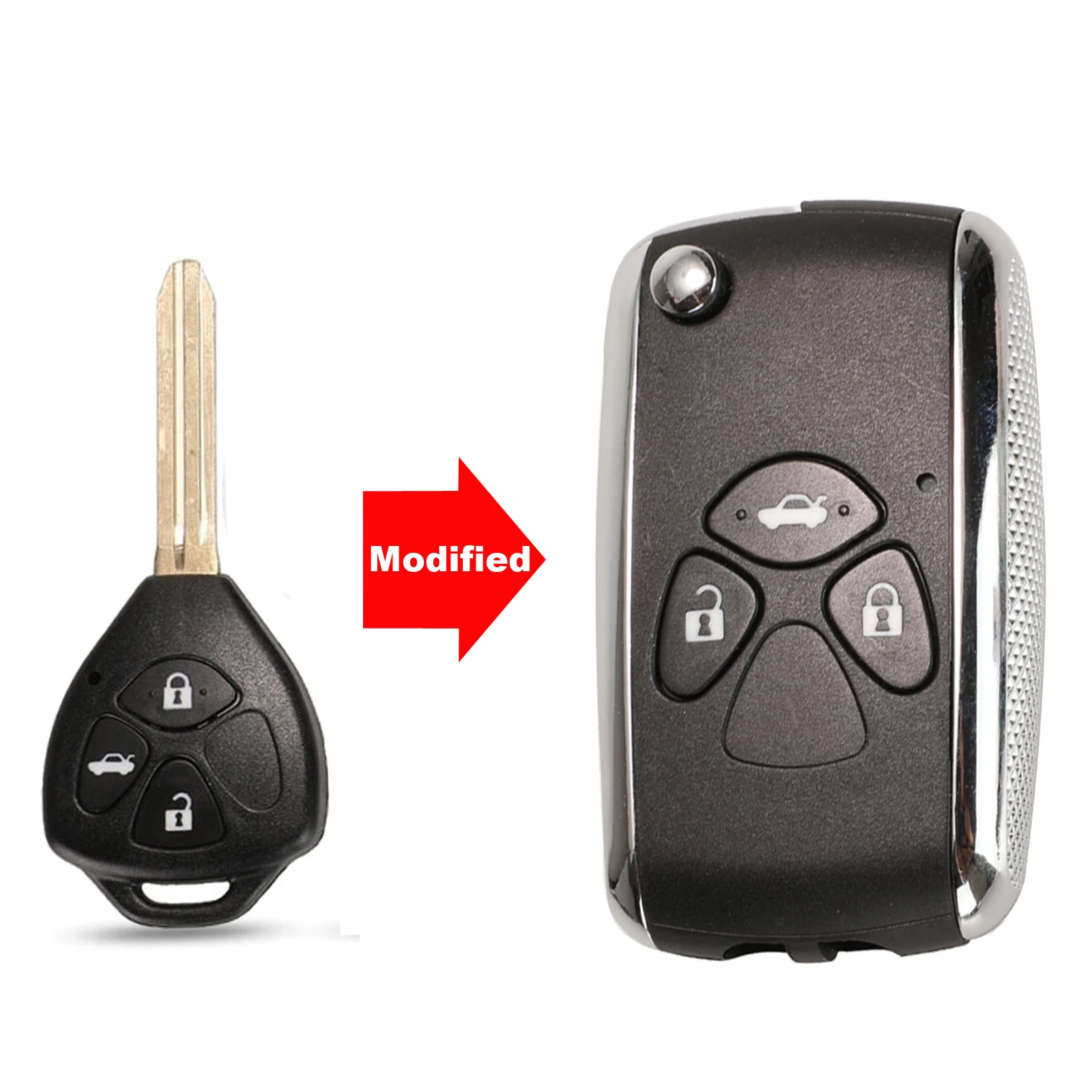 Jingyuqin 2/3/4 Tasten Geändert Flip Fernbedienung Auto Schlüssel Shell Fob Fall Für Toyota Corolla RAV4 Camry Avlon