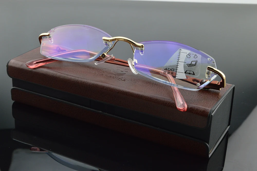 Diamond Cutting Titanium Alloy Ladies Women Fashion Progressive Multifocus Reading Glasses Add 75 100 125 150 175 200 to 400