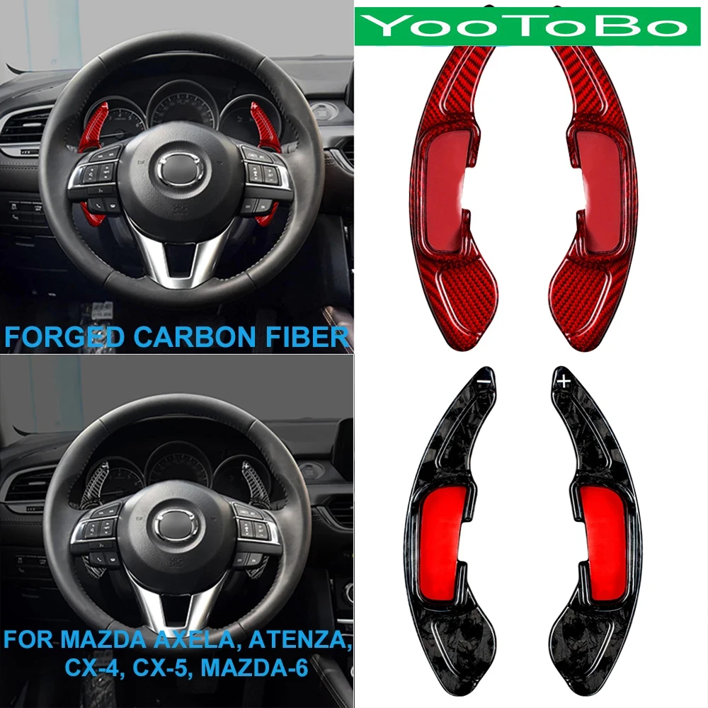 

Car Forged Real Carbon Fiber Central Steering Wheel Paddle Shifter Extension Auxiliary For Mazda Axela Atenza CX-5 CX-4 Mazda-6