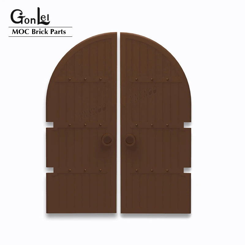 2PCS Windows and Doors Series Parts Door 1x5x10 Curved Top with 1/4 Circle Top Frames Windows Walls 2400 MOC Building Block Toys