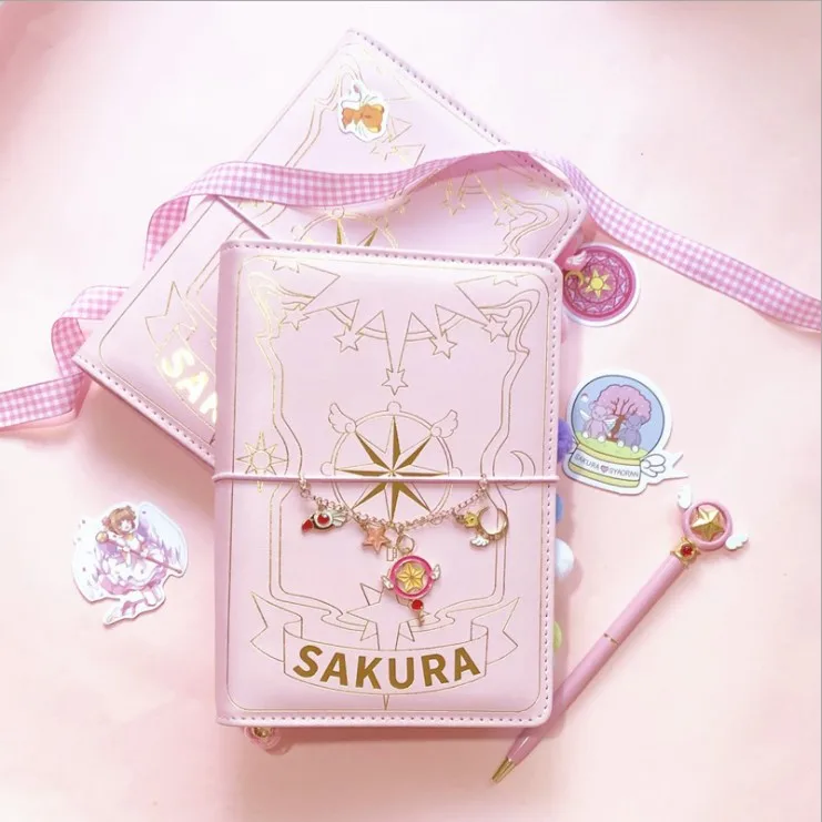 Card Captor CardCaptor Sakura Pink Techo Refillable Notebook Cosplay Dairly Student Notebooks Binder Planner Gift Anime Prop