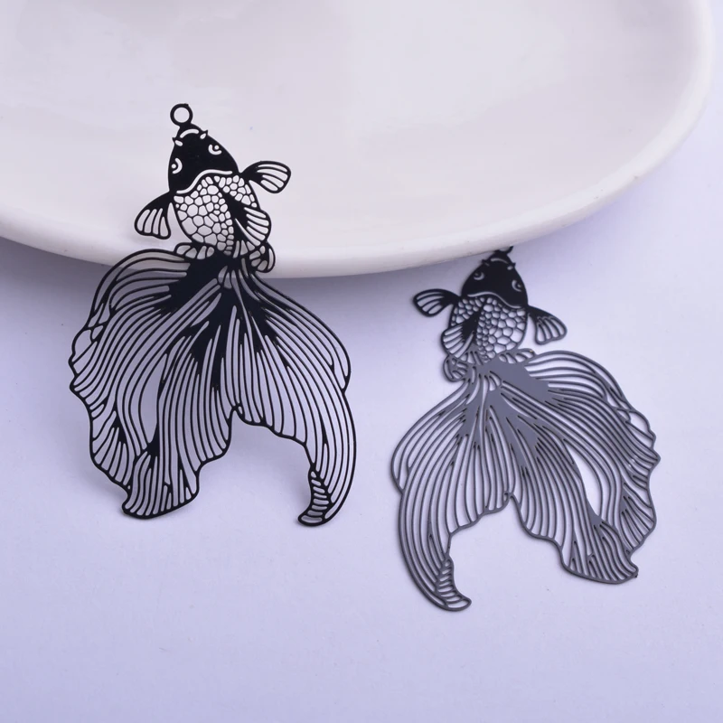 30 Stück AB5587 32*49mm Silberfarbe und Roségold Goldfisch Charms – Detail 7