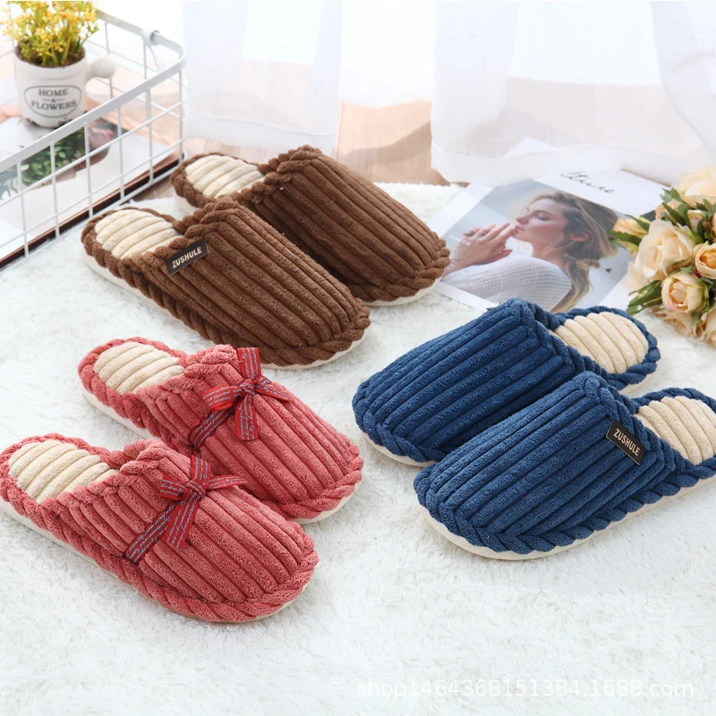 Women And Men Couple Home Indoor Slippers Winter And Autumn Plush Slippers Warm Comfortable Non-Slip Female Slippers