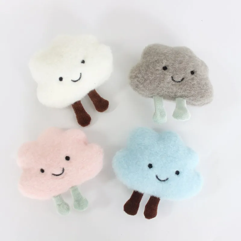 5Pcs/Lot Plush Cartoon Big Clouds Doll Patches Appliques For Baby Sewing Accessories DIY Hair Clip Decoration