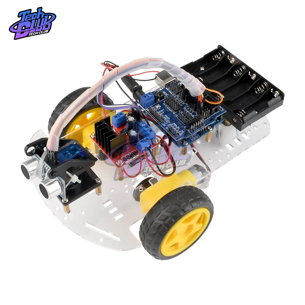 Ultrasonic obstacle avoidance L298N motor drive 2WD smart robot car Chassis kit Ultrasonic Module for Arduino R3 DIY kit