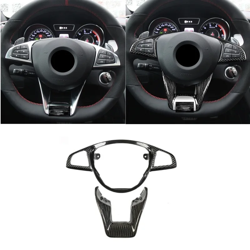 

Carbon Fiber Car Steering Wheel Trim Cover Fit For Mercedes BENZ AMG W205 C63 W218 W213 W117 W176 CLS63 GLA45 GLS63 A45 2015-up