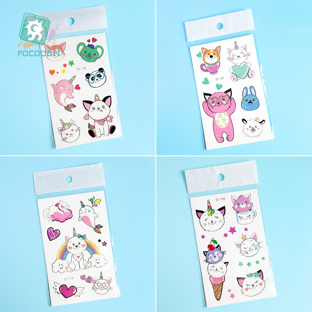 Kids Cartoon Animals Waterproof Temporary Tattoo Cute Pet Cats Dogs Tattoo Stickers Children Boy Girl Fake Body Art Flash Tatoo