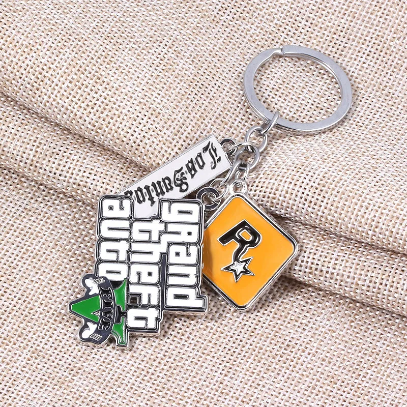 Game PS4 GTA5 Keychain GTA V Grand Theft Auto 5 Star Muti Pendant Keyring For Men Fashion Key Holder Jewelry