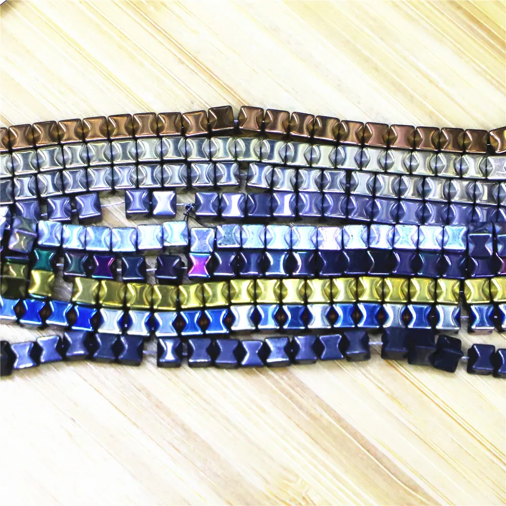 

475pcs/lot Gold Blue Color Natural Stone Square Section Beads Black Hematite Loose Stone Beads 4mm Diy Jewelry Making Materials