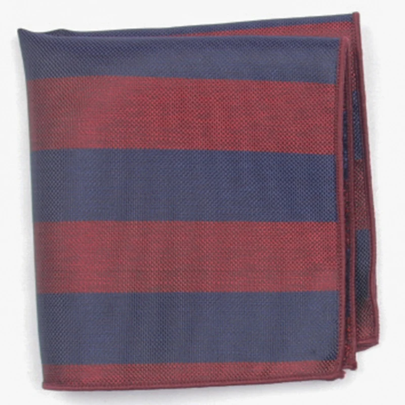 Pochette carrée rayée bleu bordeaux, mouchoir à motifs