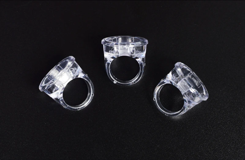 Transparente Tattoo Pigment Tinte Ring Tassen Wiederverwendbare Wimpern Verlängern Kleber Halter Container Mit Deckel Abdeckung Kappe Permanent Make-Up-Tools – Detail 3