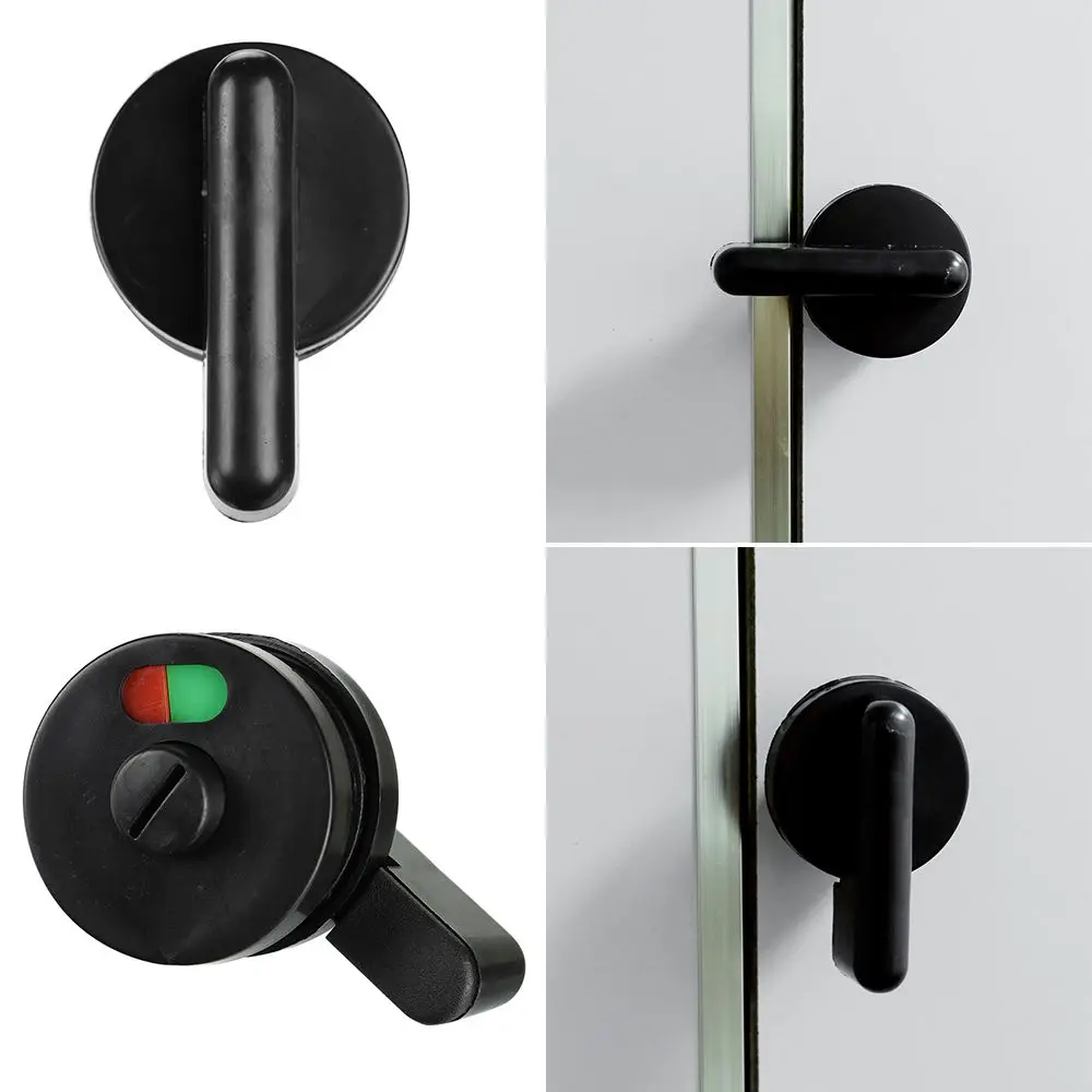 Bathroom Nylon Plastic Public Toilet Partition Door Lock Indicator Lock Handle Black