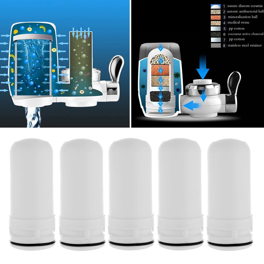 5 X Faucet Tap Water Filter Purifier Cartridge Ceramic Kitchen Water Filter