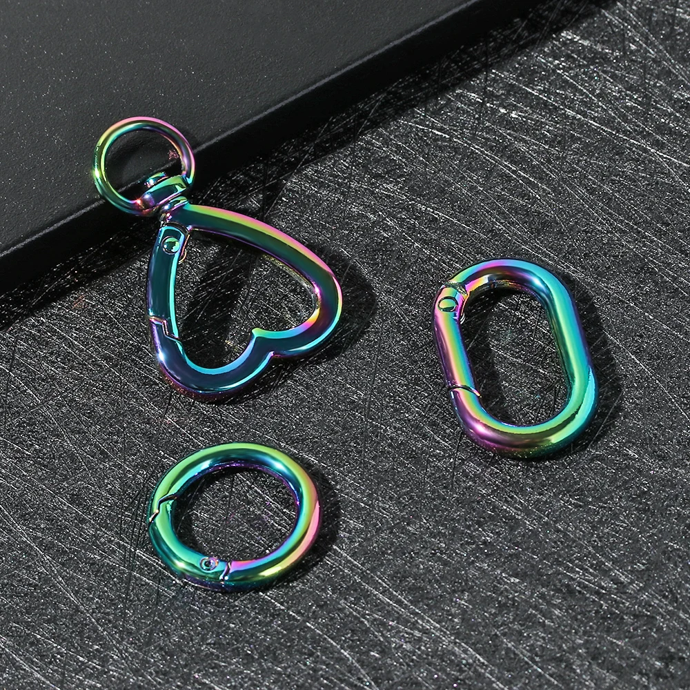 1pc Rainbow Carabiner Clips Keychain Outdoor Climbing Aluminium Alloy O Shape Buckle Carabiner Survial Key Chain Climb Hook Clip