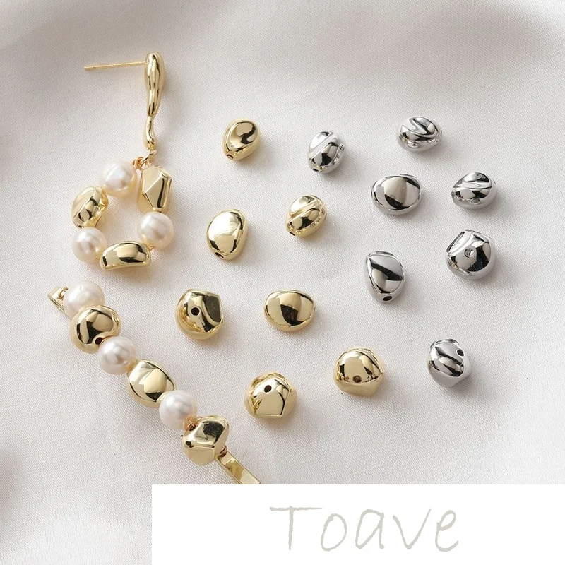 Small mini wild golden peas white K straight hole resin color preserving irregular electroplating beads diy necklace earrings