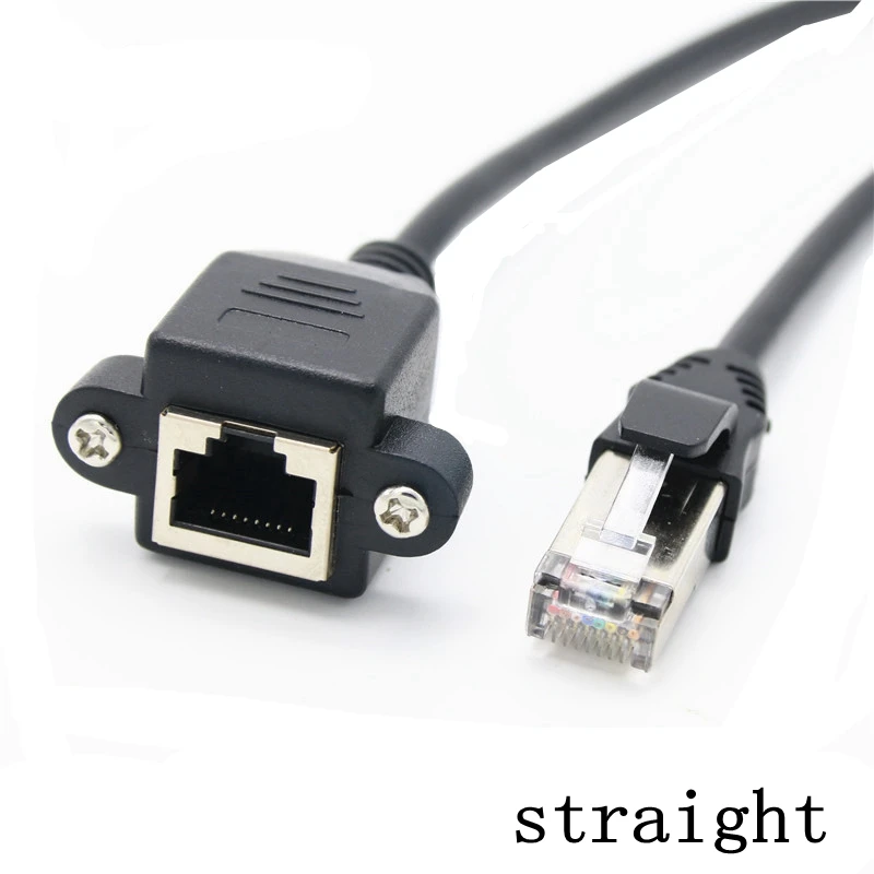 8Pin RJ45 Cable Male to Female Screw Panel Mount Ethernet LAN Network 8 Pin 90 Degree Left Right UP Down Angle Extension Cable