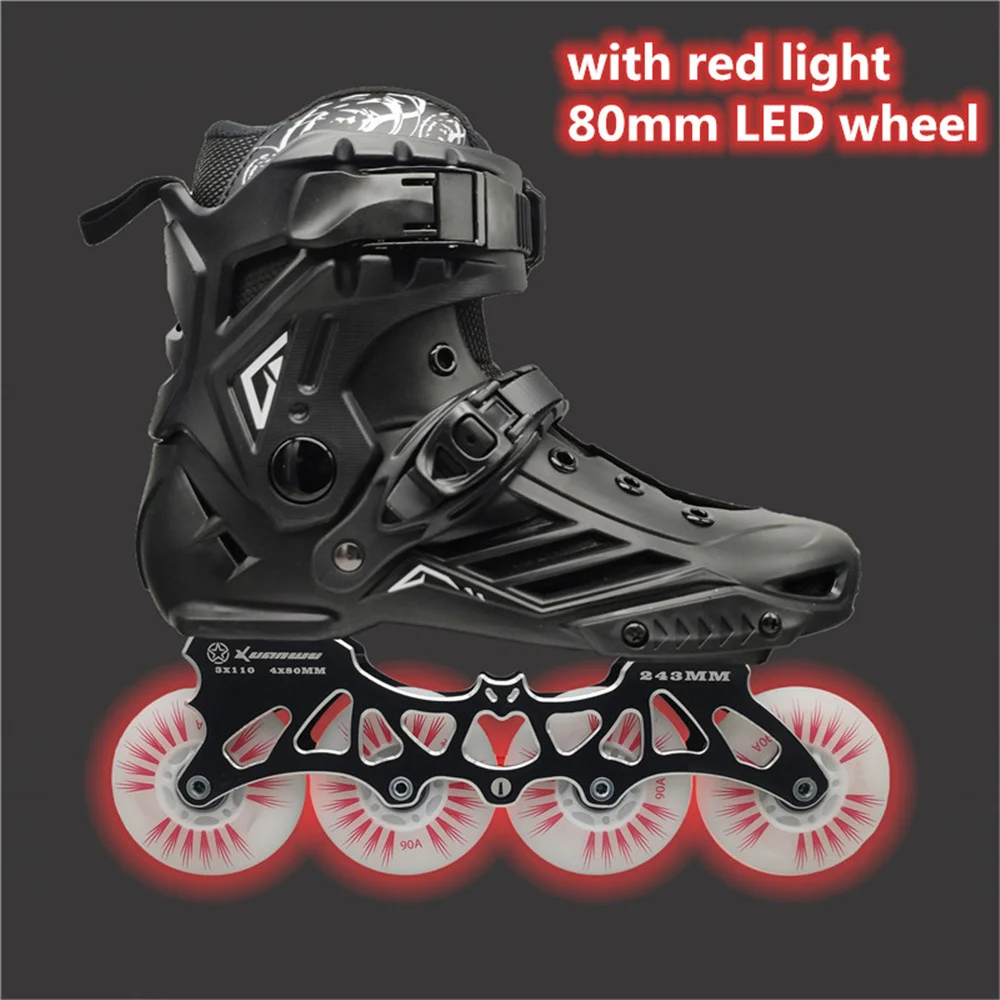 LED 80mm Skates Shoes for Inline Roller FSK Slalom Skate Shoes White Red Blue Pink Colorful Flash 4 Wheel / 3 Wheel Speed Shine