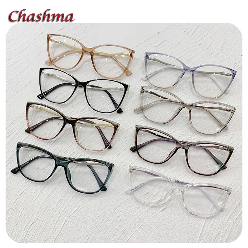 Chashma Women Cat Eye Glasses TR90 Gradient Sunglasses Frame Fashion European and American Style Myopia Prescription Eyeglasses