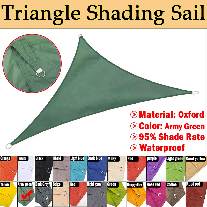 

Army-Green Color Waterproof Awning Garden Patio Triangle Sunshade Sail Outdoor Camping Sun Canopy Tent Swimming Pool Shade Sails