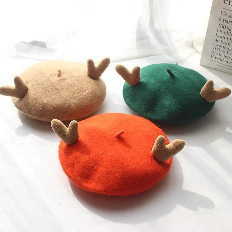 RH Spring Autumn Warm New Product Wool Beret Sweet Cute Kids  display picture 3
