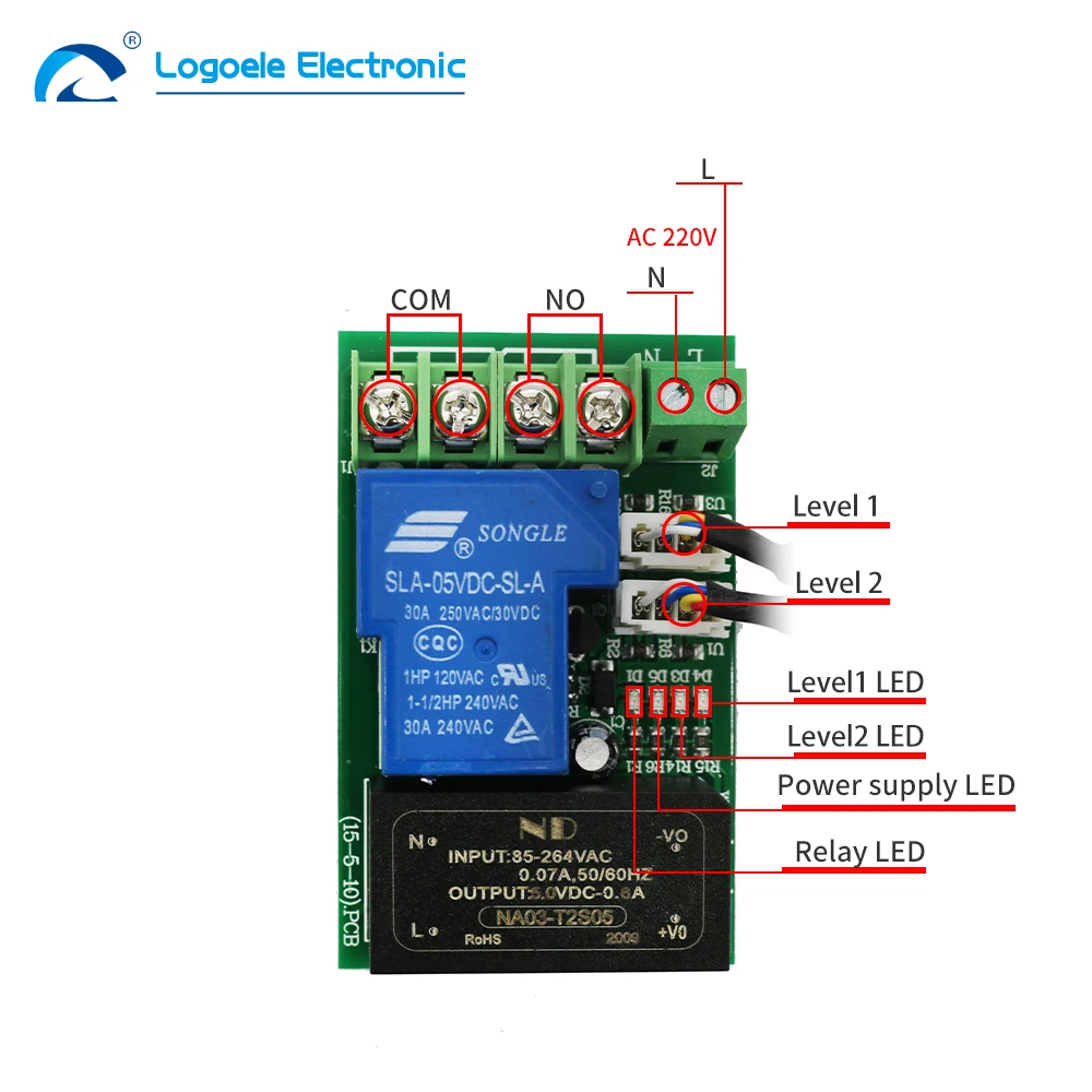 Double Liquid Level Sensor Alarm Module Infrared Water Level Detection Switch Relay Output