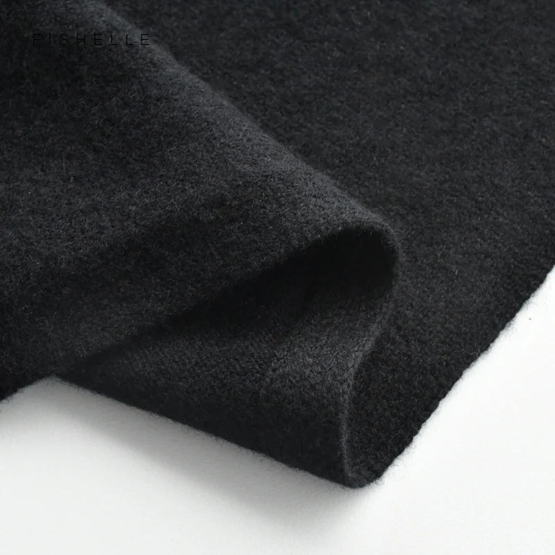 2023 new black wool scarf thin men and women small scarves winter warm knitted short scarf unisex solid color