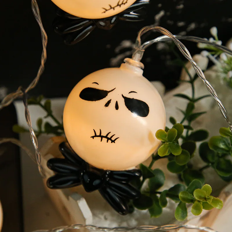 PheiLa LED Halloween String Lights Skull Ghost String Lamp alimentato da batteria per interni Bar Party Horror Atmosphere Decor Light