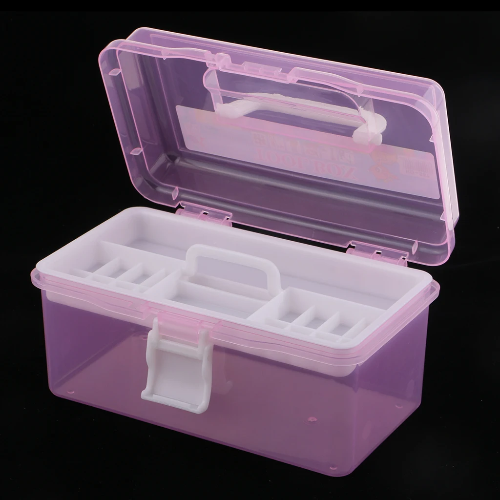 2 Layer Plastic Sewing Jewelry Painting Tools Box Storage Box Organizer Pink/Blue Jewelry Tools Accessories