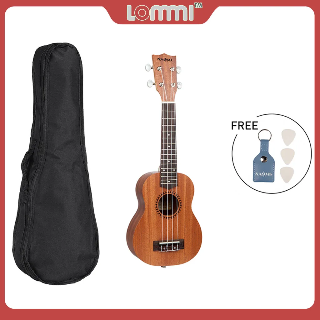 LOMMI Ukulele Soprano 21 Ukulele W/15 Frets Fretboard Sapele Board Fingerboard Student Ukulele Christmas Gift Mahogany Ukulele