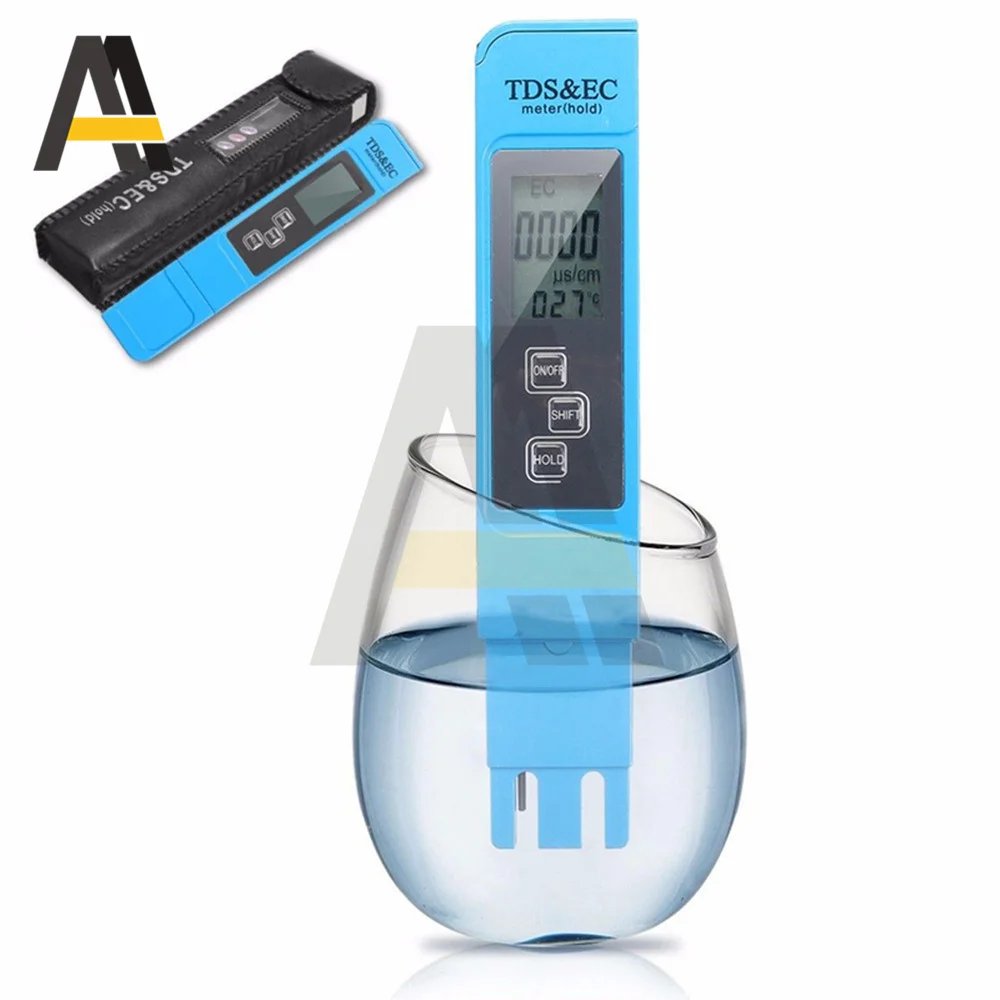 TDS/EC/TEMP Meter Digital Water Tester Digital 0.0-14.0 PH Meter Tester 0-9990ppm TDS&EC LCD Water Purity PPM Aquarium Filter