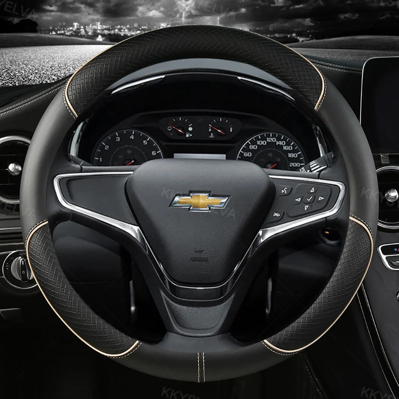 Auto-Lenkrad-Abdeckung 38 cm 15 Zoll Leder für Chevrolet Cruze Malibu Sail Spark Captiva Equinox Trax/Tracker AVEO Lova RV – Detail 5