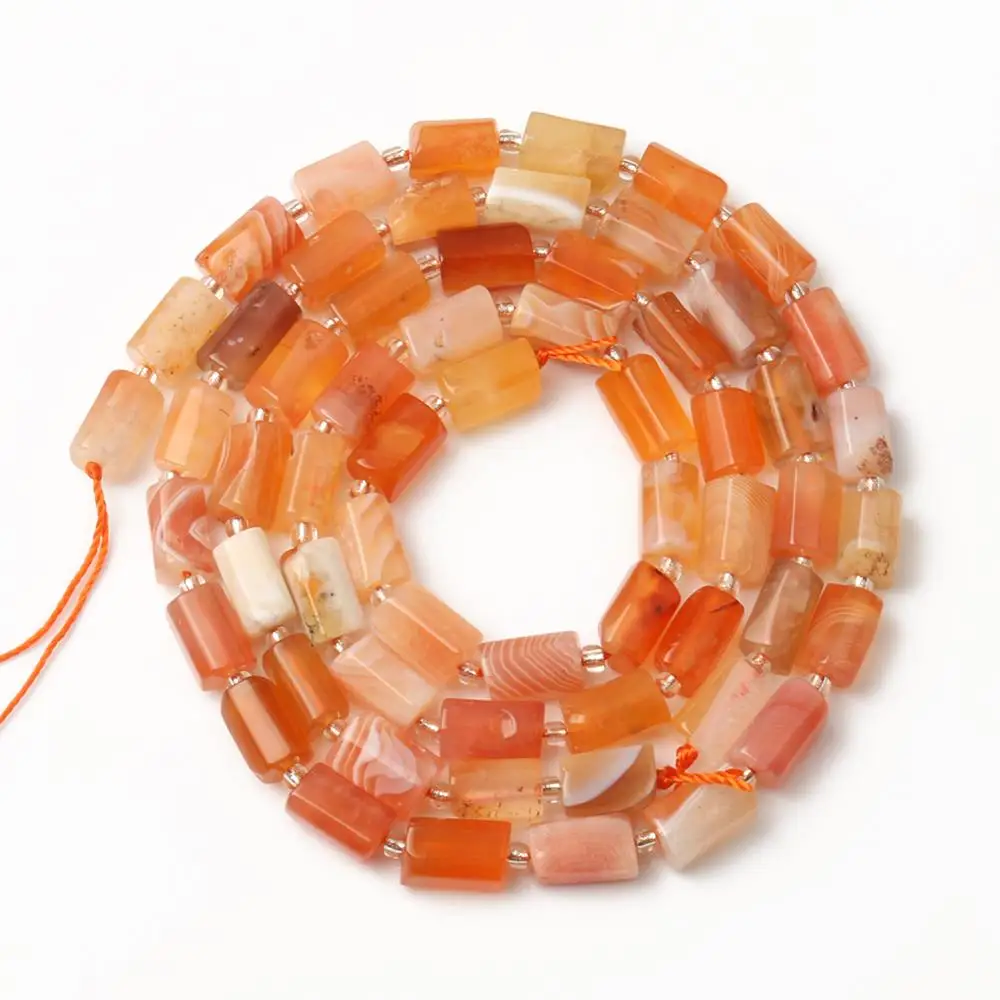 8x11mm Natural Faceted Orange Persian Agates Stone Beads Cylinder Loose Spacer Beads For Jewelry Making DIY Bracelet Necklace