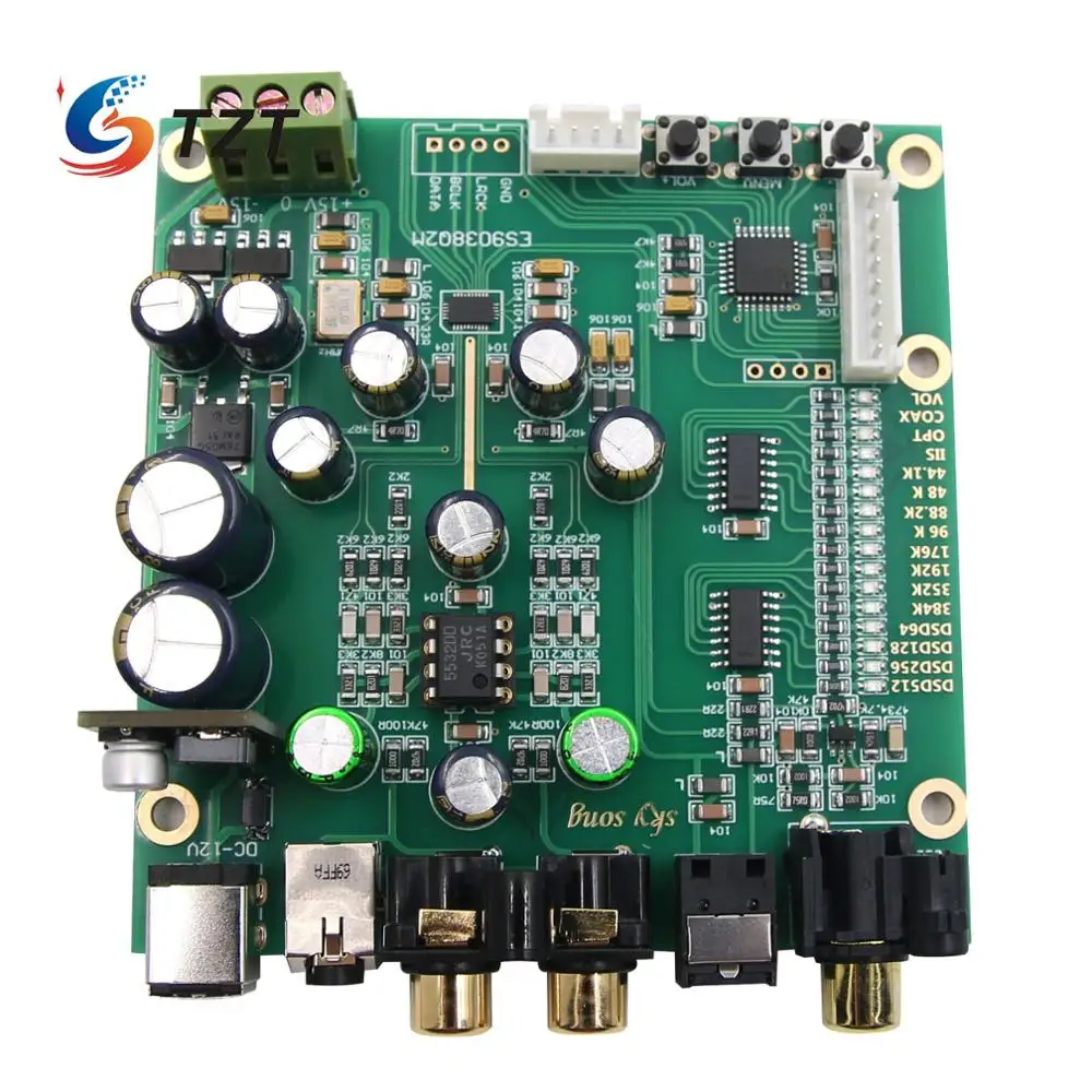 TZT ES9038Q2M DAC Board Decoder Board Support For IIS DSD Optic Fiber Coaxial Input 384K DOP128 +Power Supply Module  LCD Screen