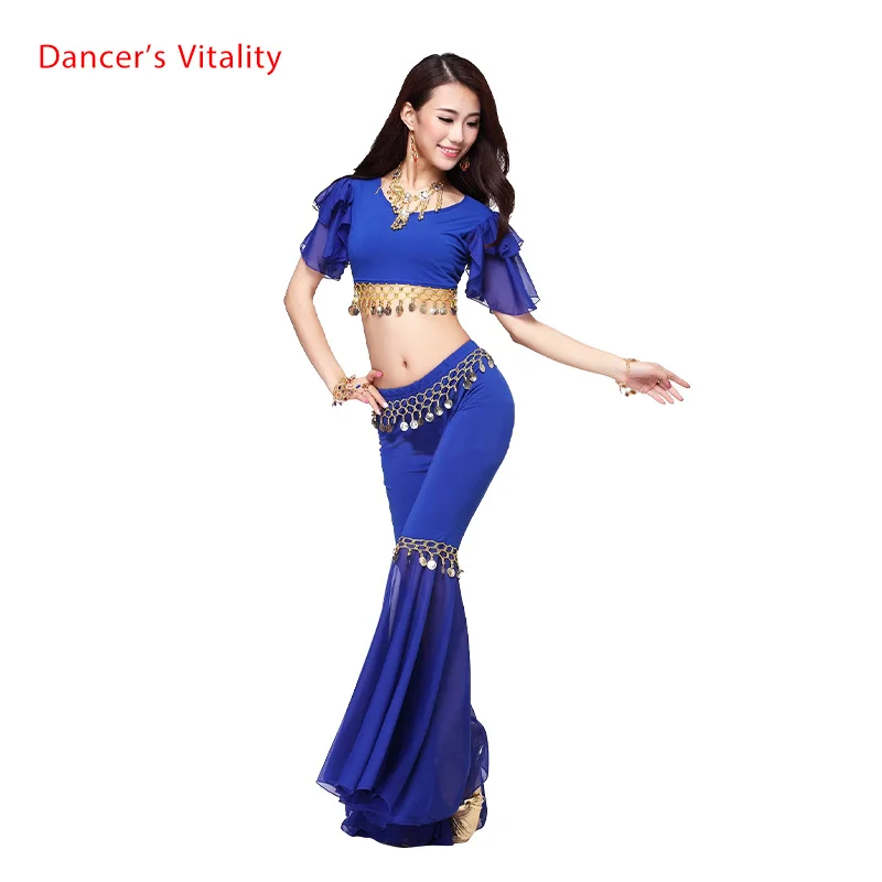 New crystal cotton and chiffon belly dance suit top speaker trousers women belly dance set colors sexy dance sets