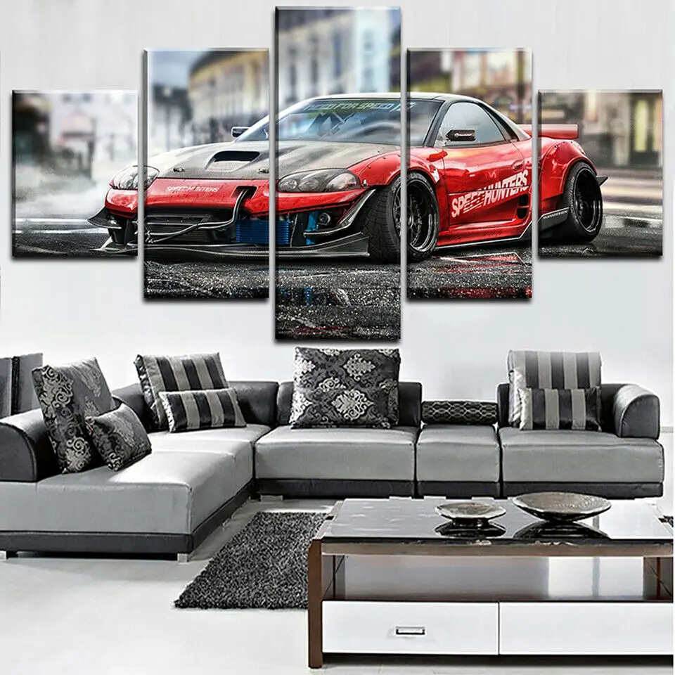 

Black and Red Sports Car 5 Panel Canvas Picture Print Wall Art Canvas Painting Wall Decor for Living Room No Framed