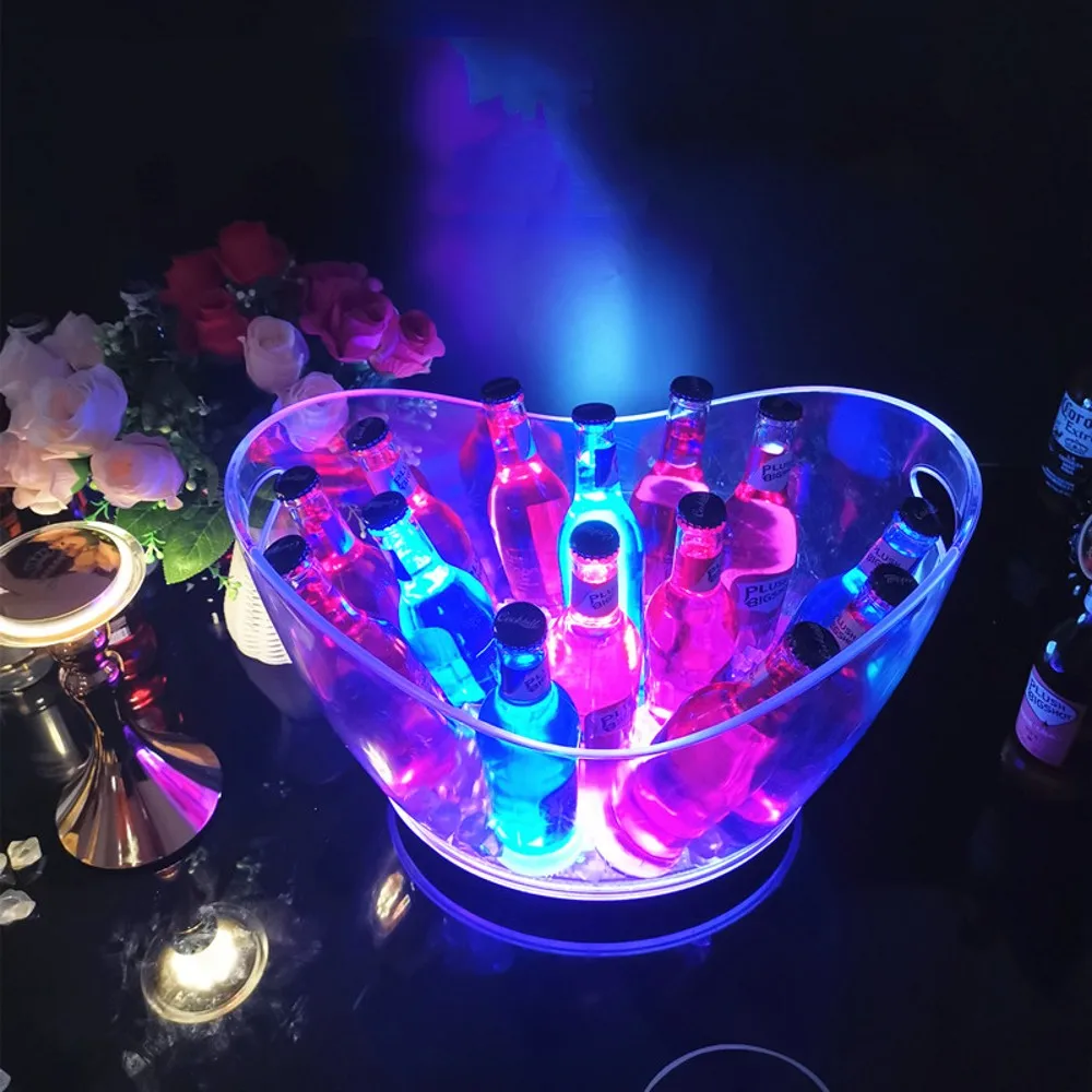 

LED Rechargeable Acrylic Ice Buckets, Luminous Wine Whisky Drink Cooler Bars Nightclubs Light Up Champagne Beer Wine Holder