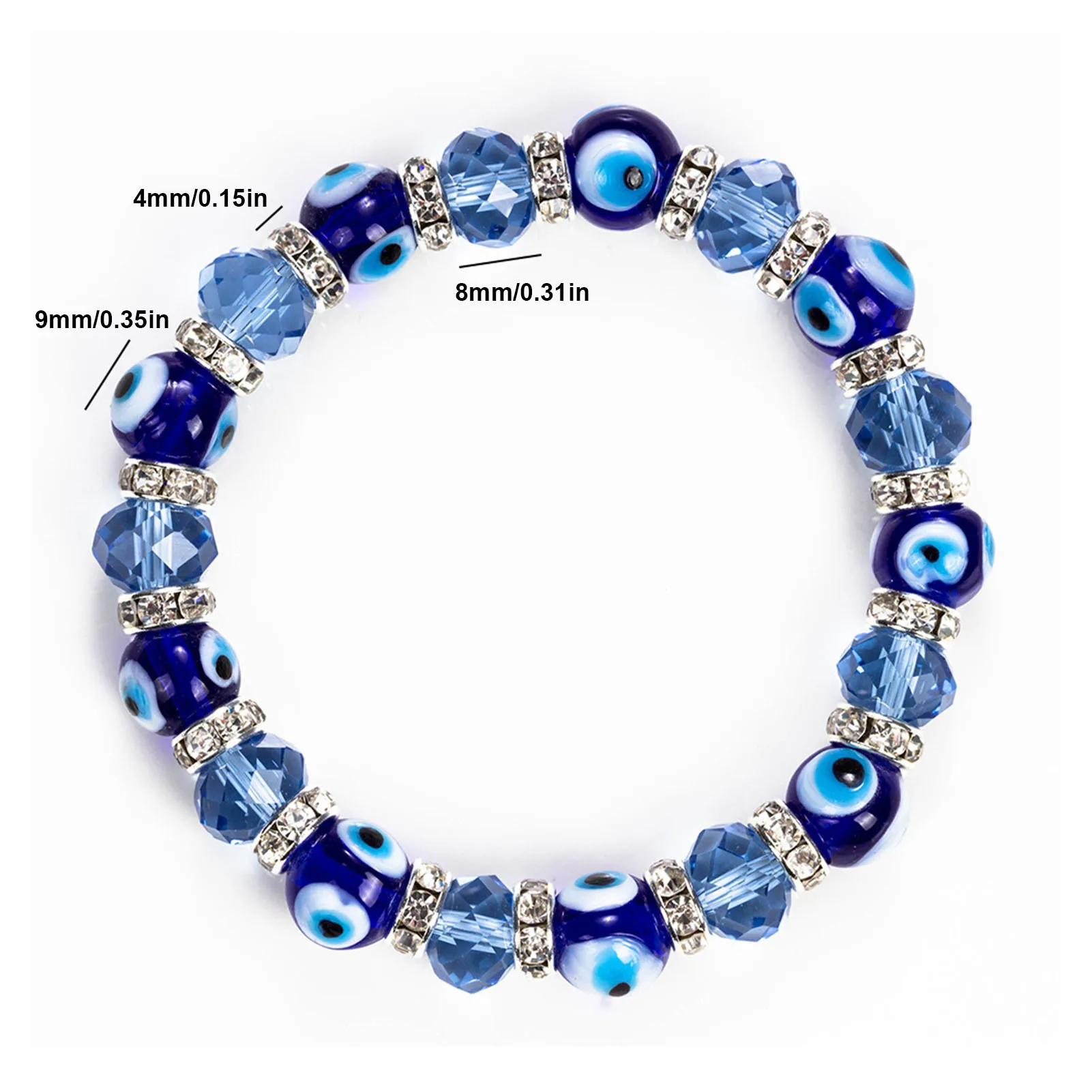 Bracciale con ciondolo con perline occhi diabolici catena da polso a ferro di cavallo blu 4 tipi amuleto elasticizzato occhio blu per uomo donna gioielli artificiali