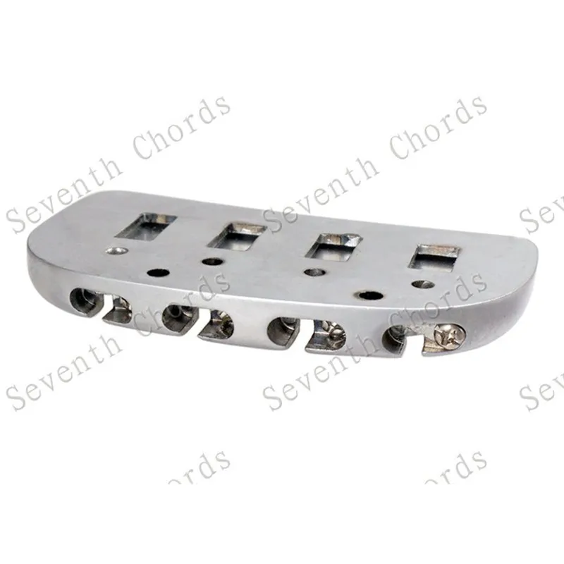 A Set of Silver Curve Baseplate Double Bullet 4 String Saddle Electric Bass Bridge Guitar Accessories Parts Musical Instrument