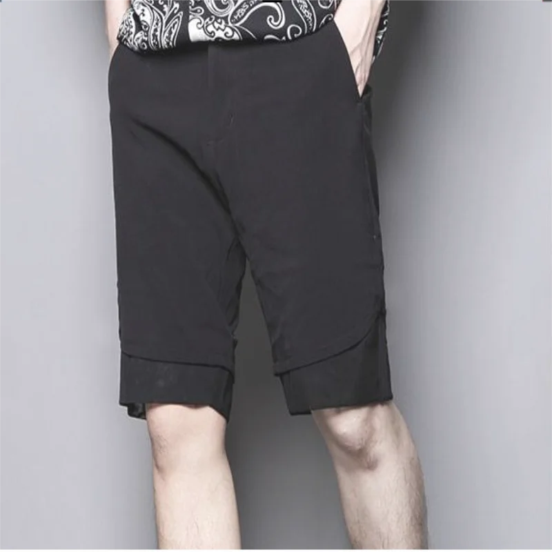 

Men's Casual Shorts Summer New Pure Color Simple Slim Splicing Design Fashion Large Size Sports Versatile Shorts