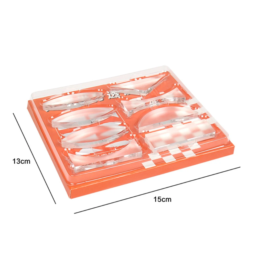 8 Chiếc Acrylic Quang Lõm Lồi Lăng Kính Ống Kính Bộ Cho Tiểu Học Sinh Vật Lý Quang Học Bộ Phòng Thiết Bị