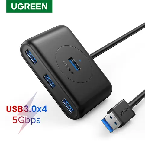 UGREEN-USB 허브 4 포트 USB 3.0 하드 드라이브용 고속 USB 분배기, USB 플래시 드라이브 마우스 키보드 확장 어댑터 USB 3.0 허브