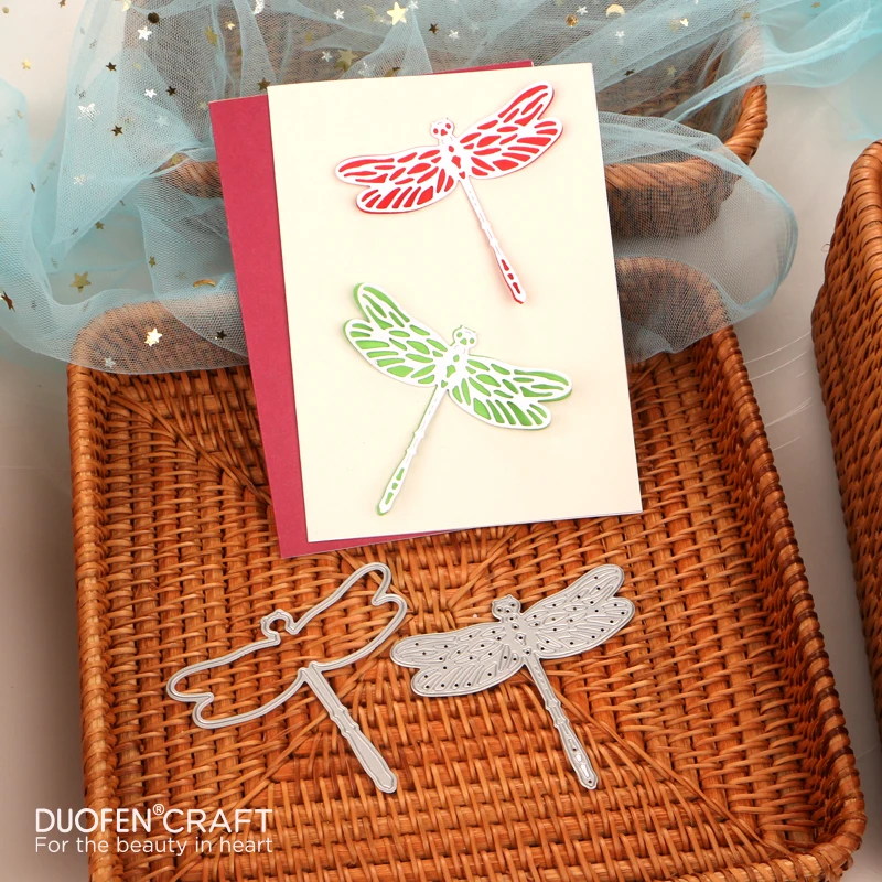 DUOFEN METAL CUTTING DIES 010010SS 2pcs Small dragonflies embossing stencil DIY Scrapbook Paper Album paper crafts
