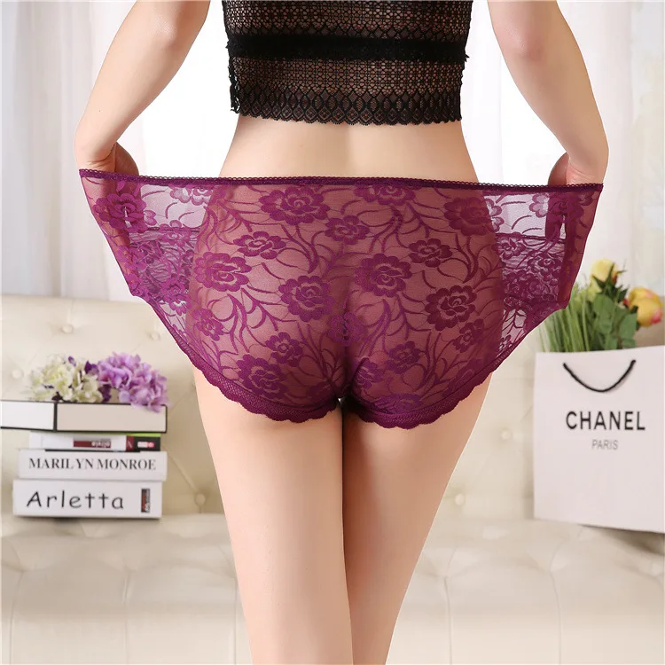 

Underwear female lace plus size 200 kg plus fat plus size high waist sexy comfortable cotton ladies underwear panties women