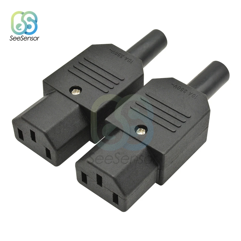 IEC Cáp Thẳng Đầu Cắm C13 C14 Đen Nữ/Nam Cắm Rewirable Kết Nối Nguồn 3 Chấu AC Ổ Cắm 10A 250V