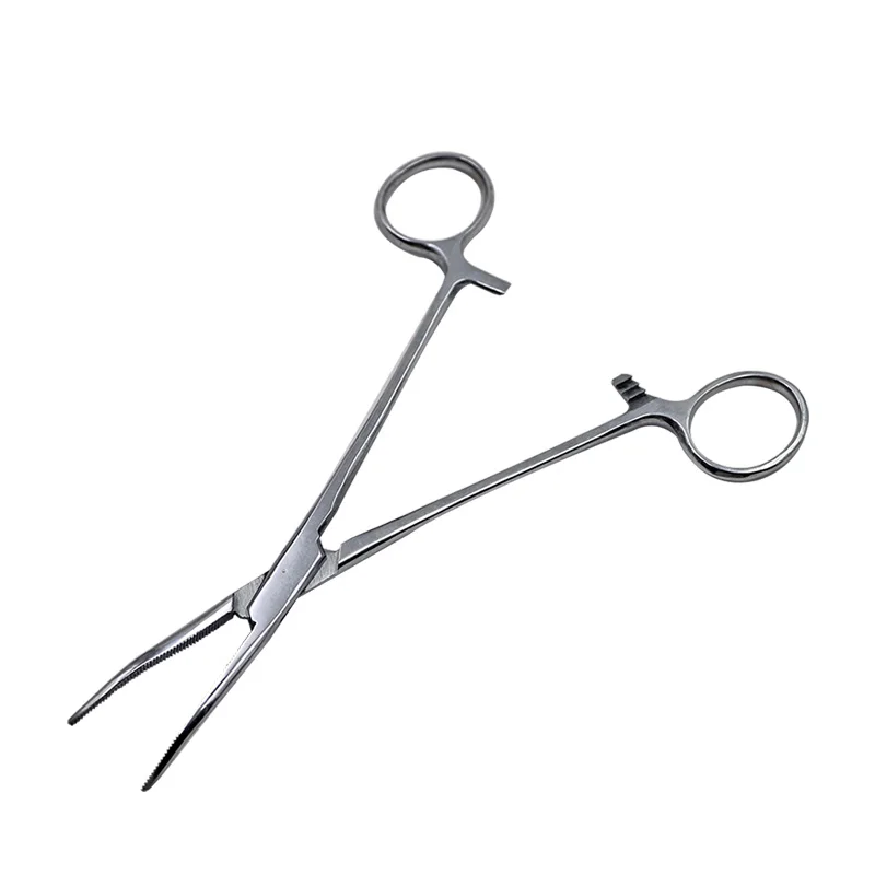 14/16/18cm Veterinary Animals Hemostatic Forceps Pet Hair Clamp Fishing Locking Pliers Epilation Tools Curved Straight Tip