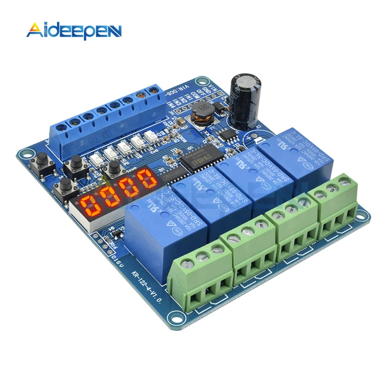 DC 8V-36V 4 Channel LED Display Multi-function Relay Module Board With optocoupler Self-locking Timing Relay Module