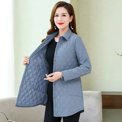 Quilted thin jacket autumn winter Warm Long-sleeved Jacket Parkas middle age women cotton-padded tops mother Cotton coat